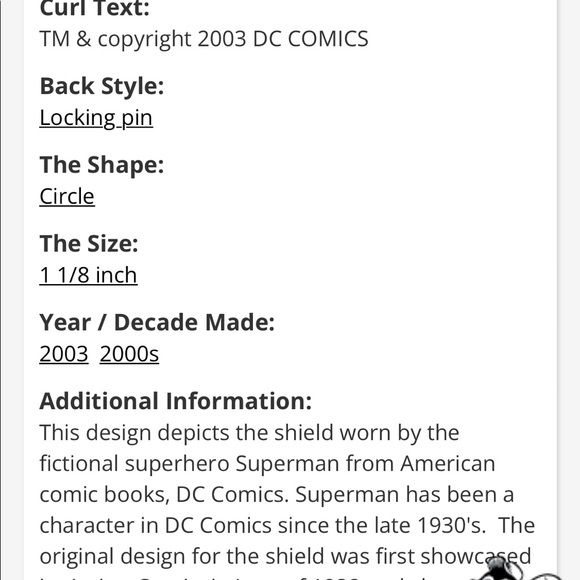 Superman pin DC Comics 2003 gold with red shield superhero - Picture 5 of 7